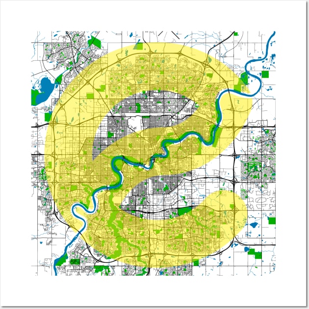 Edmonton Street, River and Park Map Wall Art by Edmonton River